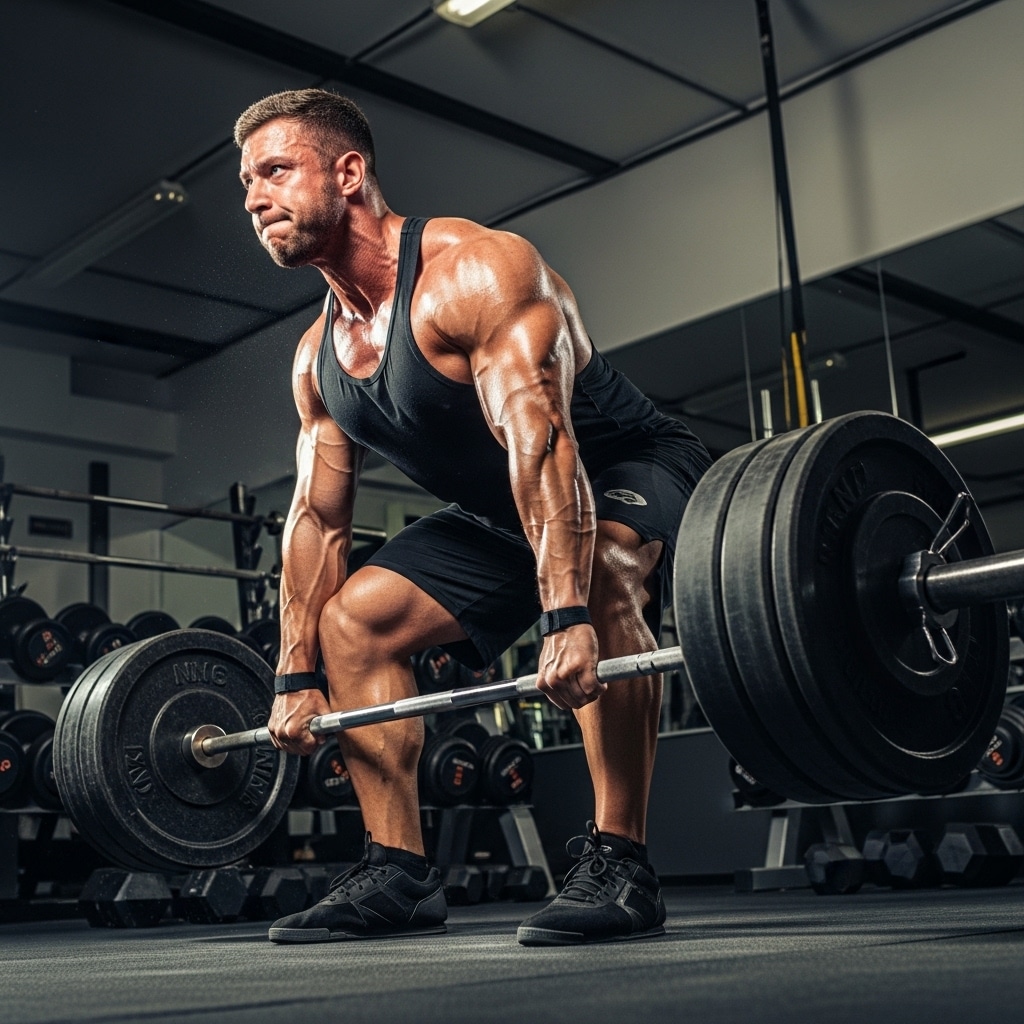 hombre practicando halterofilia en un gimnasio en México y Estados Unicos