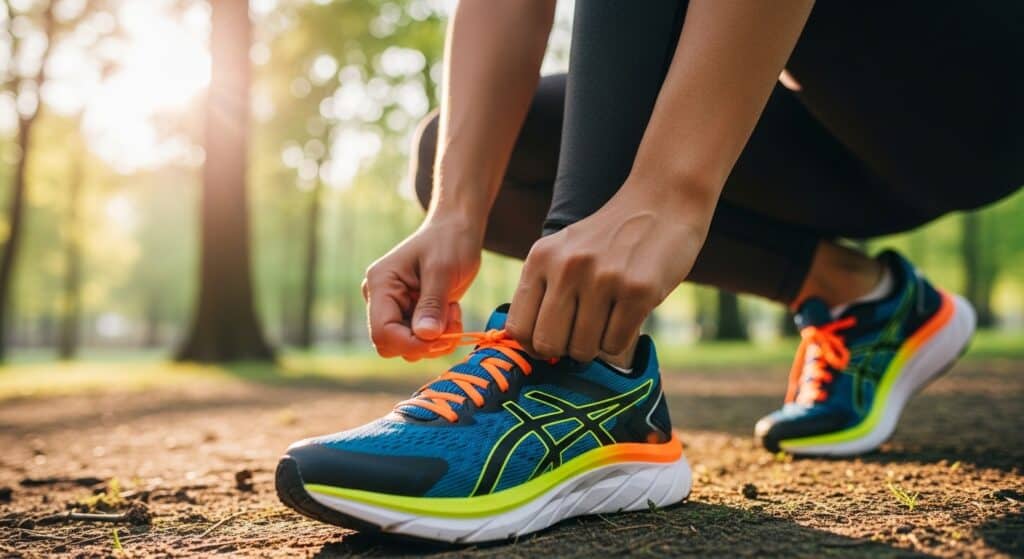 Persona amarrándose los tennis para lograr cómo Empezar una Vida Saludable