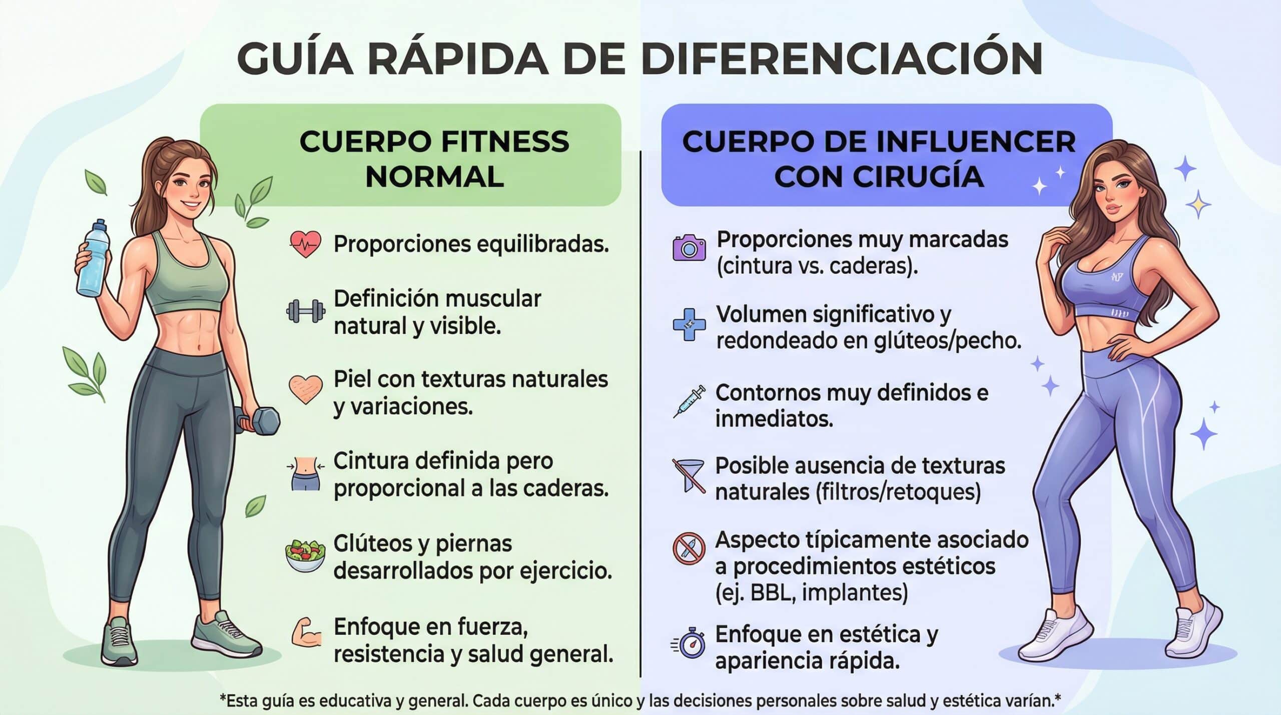 Cuerpo real vs cuerpo de influencer