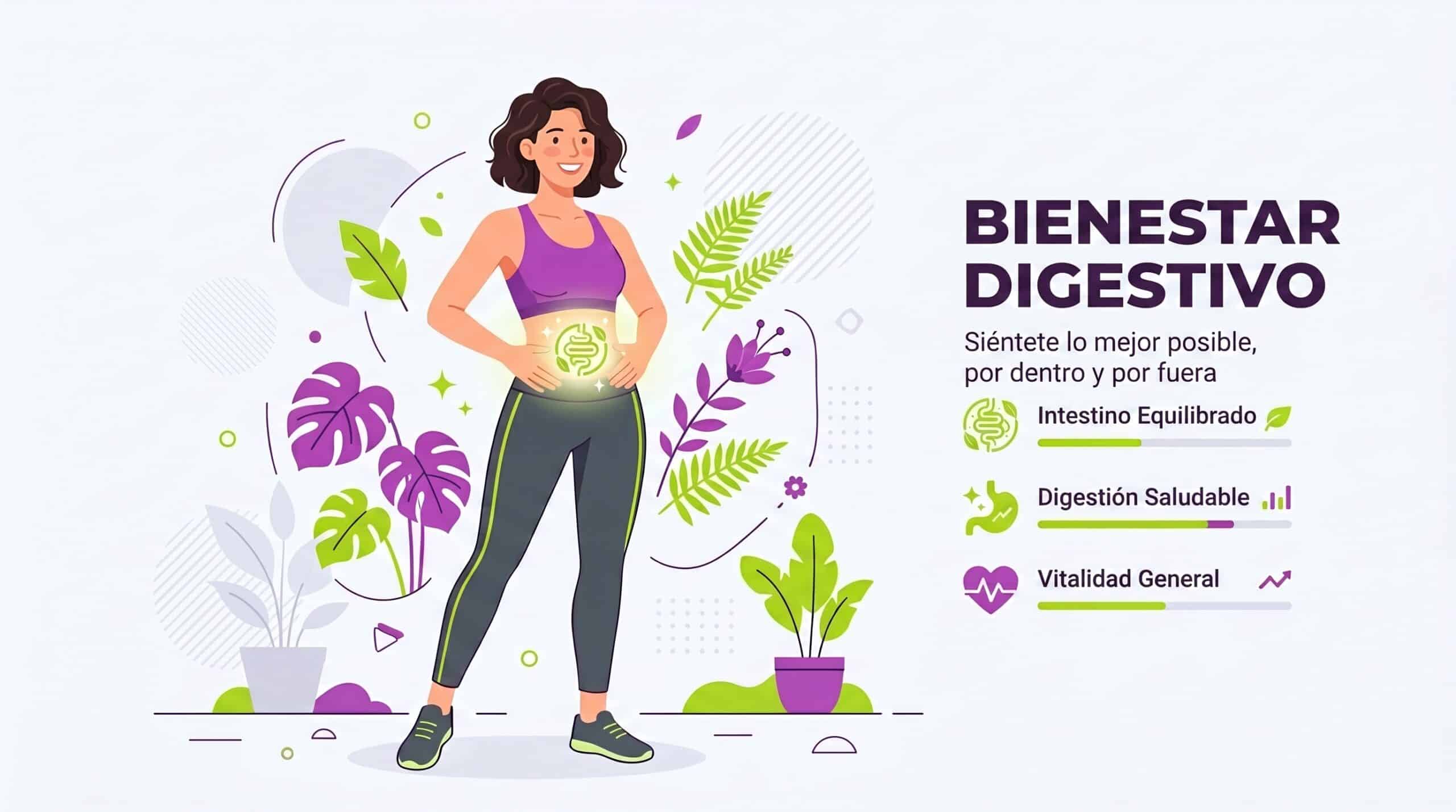 Ilustración de bienestar digestivo y equilibrio