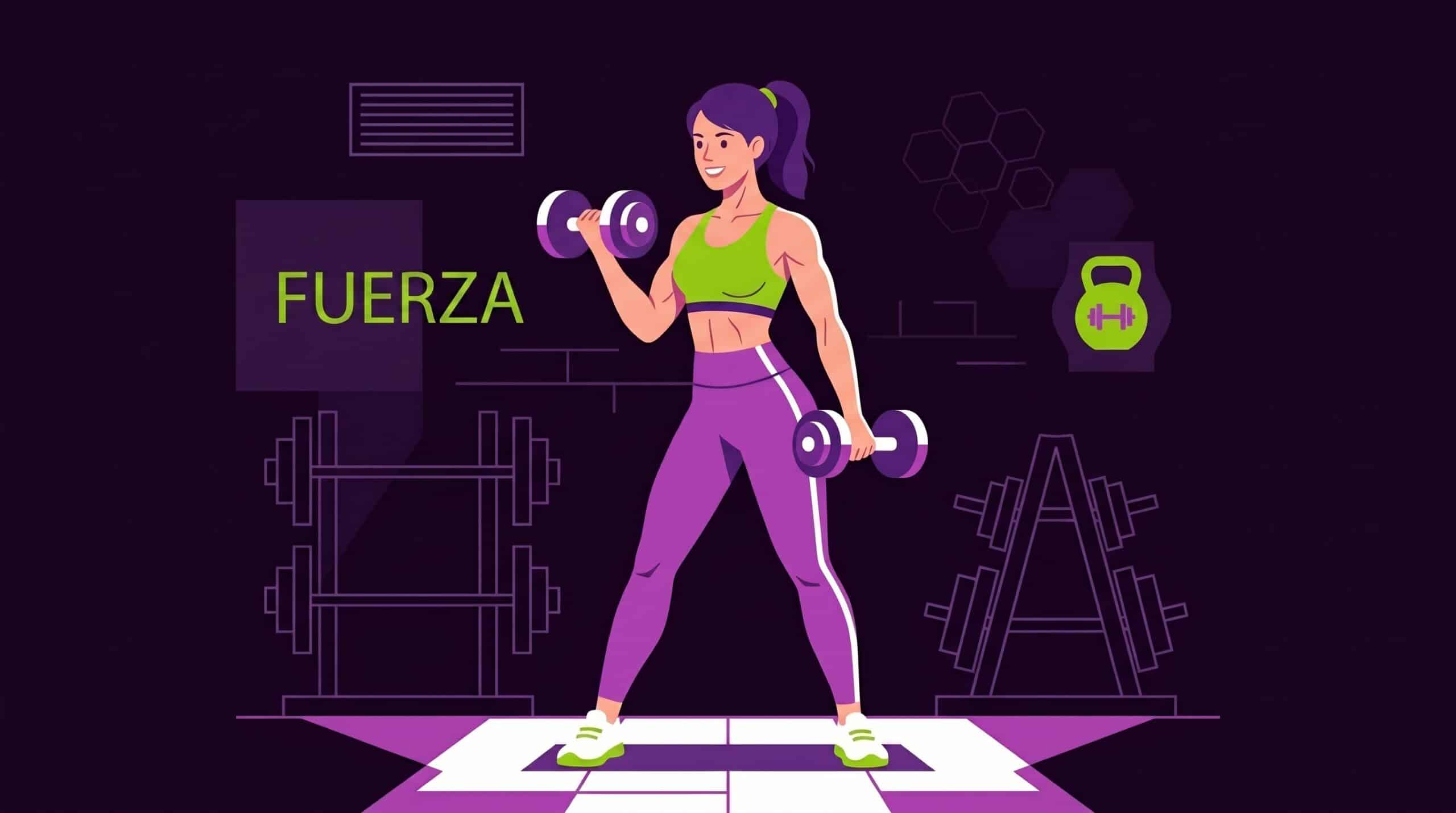 Ilustración de mujer haciendo ejercicio de fuerza