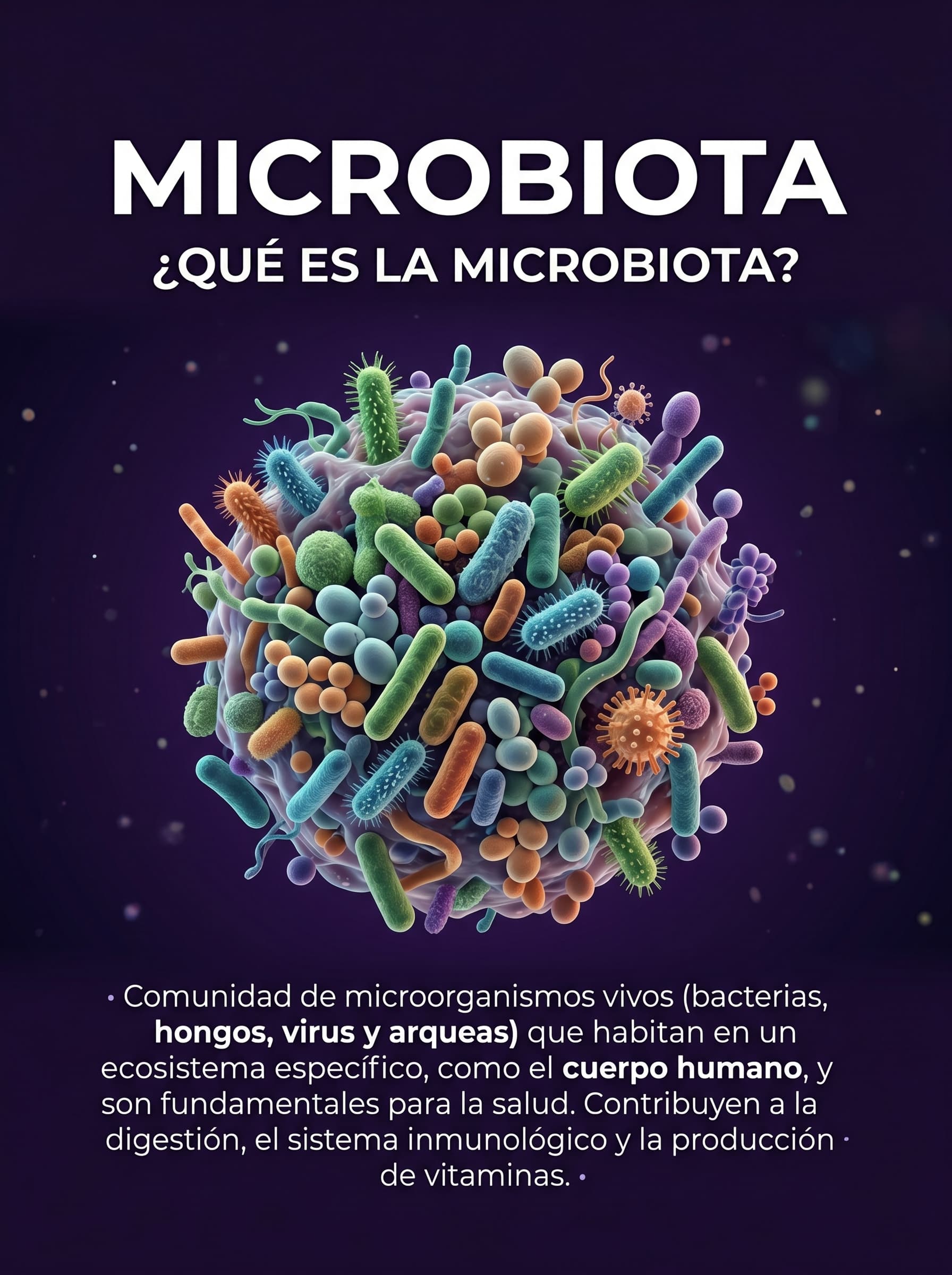 Ilustración sobre qué es la microbiota y su importancia en la salud digestiva