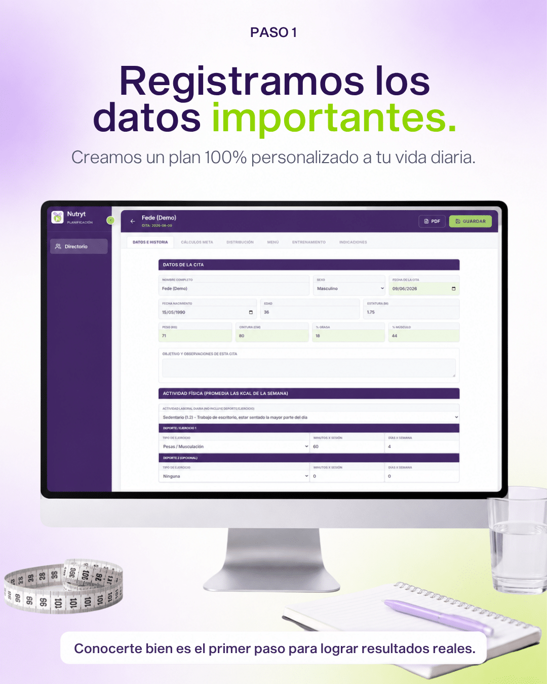 Registro clínico interno en Nutryt