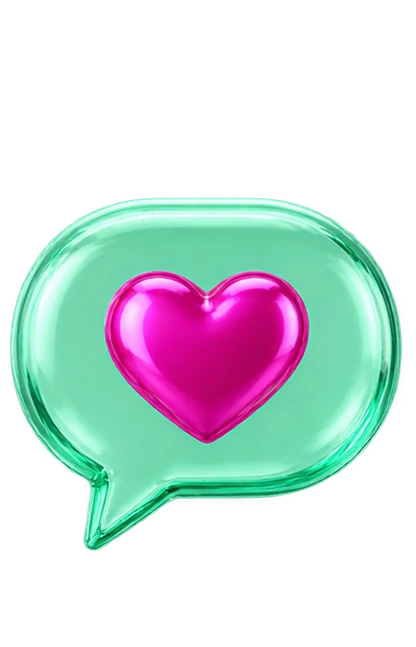 Corazón dentro de una burbuja de diálogo