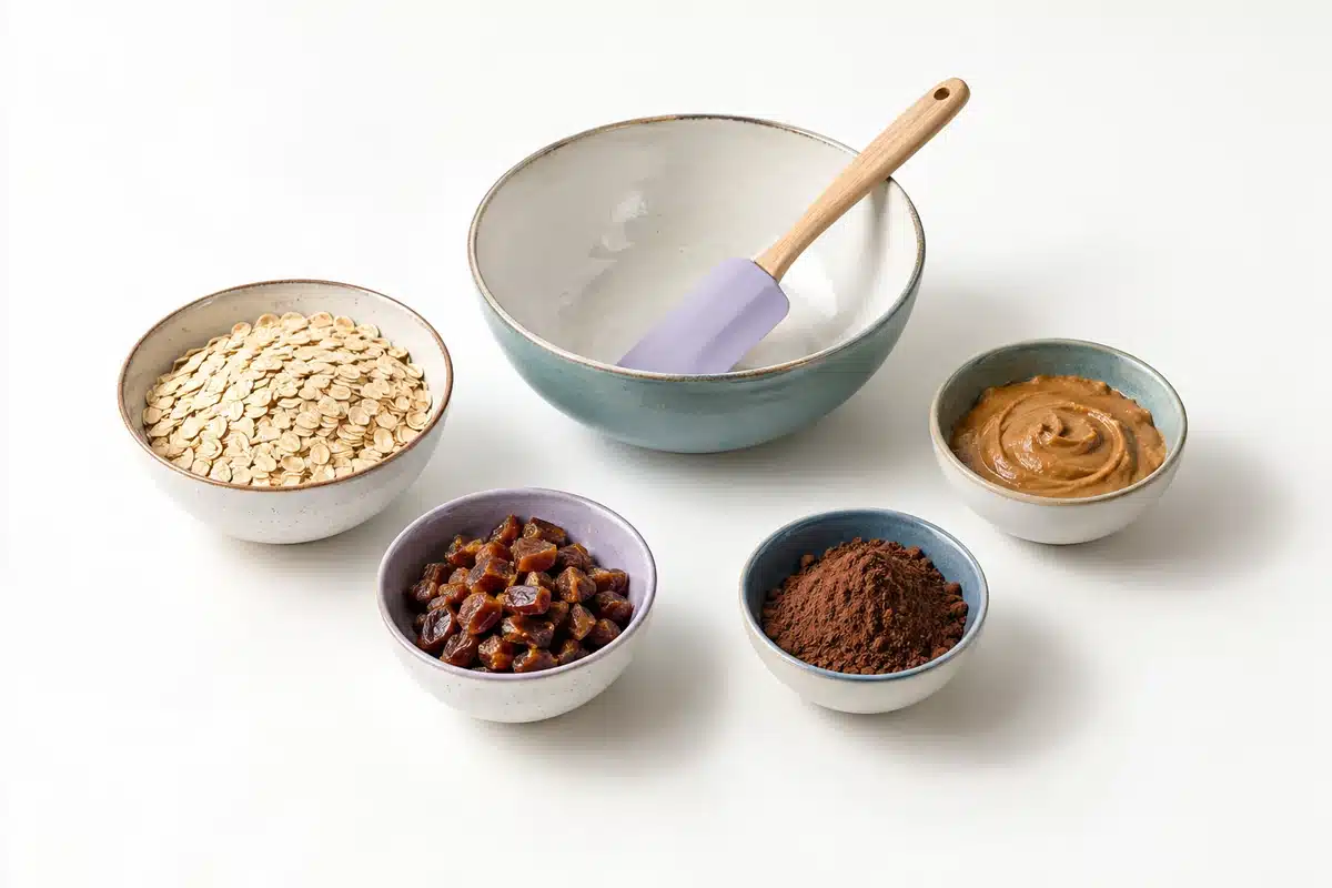 Avena, proteína en polvo, crema de almendra, nueces y chocolate.