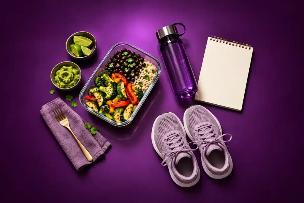 Comida, calzado y libreta para construir hábitos cotidianos